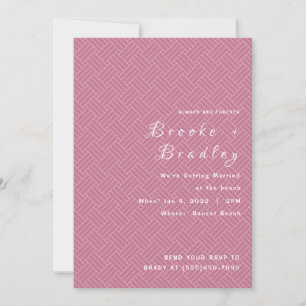 Convite Casamento com Textura Têxtil Rosa