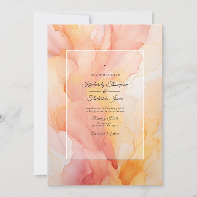 Convite Casamento com Tinta Amarela e Rosa Choque (Frente)