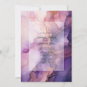 Convite Casamento com Tinta Deep Purple, Lavanda e Dourado