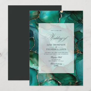 Convite Casamento com Tinta Verde Esmeralda e Dourada