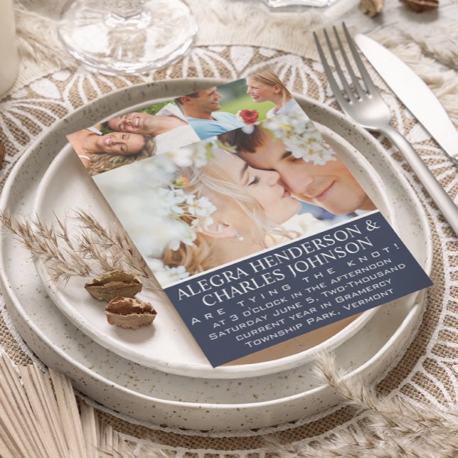 Convite Casamento com Tipografia Azul (Criador carregado)