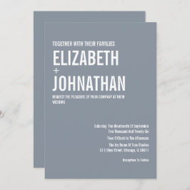 Convite Casamento com Tipografia Azul Simples