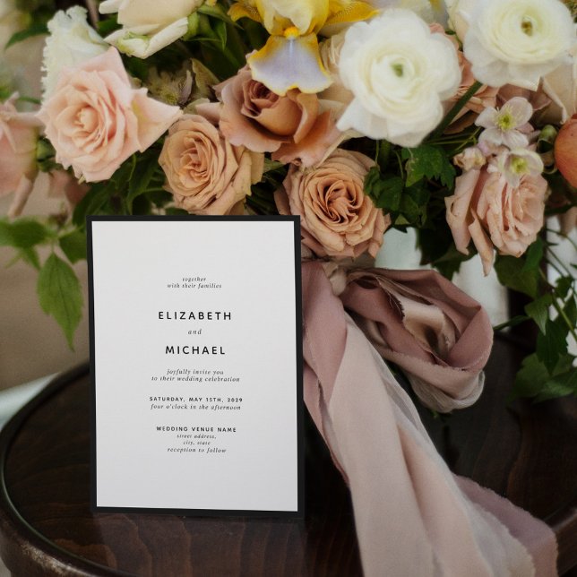 Convite Casamento com Tipografia Branca e Preta Elegante (Criador carregado)