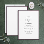 Convite Casamento com Tipografia Branca e Roxo de Ameixa E<br><div class="desc">Um belo convite de casamento de tipografia para um verão ou casamento outono! Esta bela e elegante design apresenta uma ameixa roxa em torno de um convite branco, com tipografia moderna. Uma design simples e minimalista. Muito obrigado por apoiar a nossa pequena empresa, que apreciamos muito! Estamos tão felizes que...</div>
