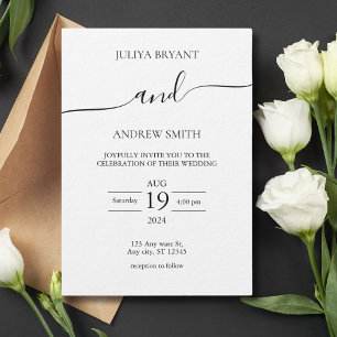 Convite Casamento com tipografia de Black and White Script