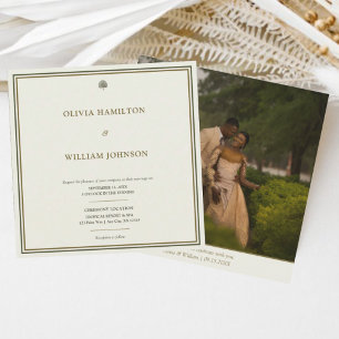 Convite Casamento com Tipografia de Ivory & Dourada Square