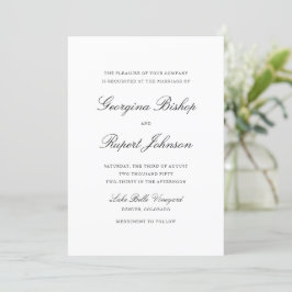 Convite Casamento com Tipografia de Script Simples Preto