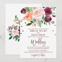 Casamento com Tipografia Dourada de Rosa Floral de