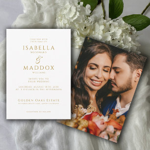 Convite Casamento com Tipografia Dourada Foto Moderna