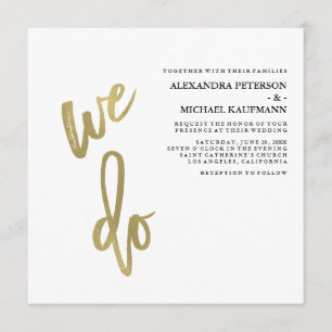 Convite Casamento com Tipografia Dourada Minimalista Faux