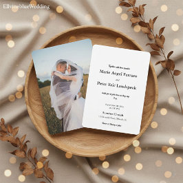 Convite Casamento com Tipografia Elegante Minimalista e Fo
