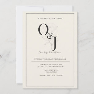 Convite Casamento com Tipografia Elegante Preta e Marfim