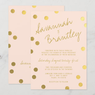 Convite Casamento com Tipografia Escrita Manuscrita, Foil 