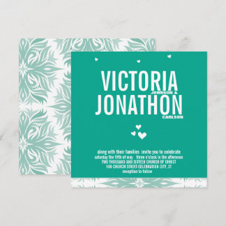 Convite Casamento com Tipografia Floral Moderna do Emerald