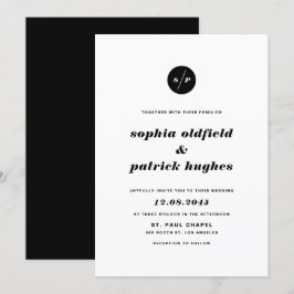 Convite Casamento com Tipografia Itálico Negrito e Branco
