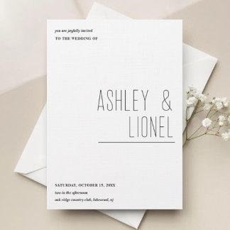 Convite Casamento com Tipografia Moderna de Layout Simples