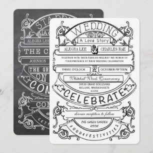 Convite Casamento com Tipografia Moderna do Chalkboard Vin