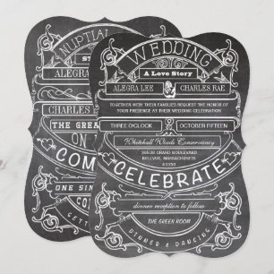 Convite Casamento com Tipografia Moderna do Chalkboard Vin