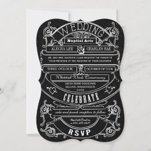 Convite Casamento com Tipografia Moderna do Chalkboard Vin