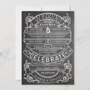 Convite Casamento com Tipografia Moderna do Chalkboard Vin