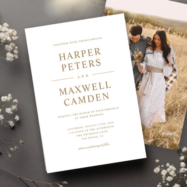 Convite Casamento com Tipografia Simples (Criador carregado)