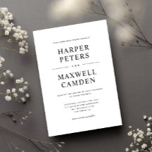 Casamento com Tipografia Simples Preta e Branca