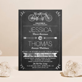 Convite Casamento com Tipografia Tandem Bicycle Chalkboard