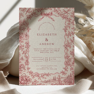 Convite Casamento com Toalete Francês Rosa