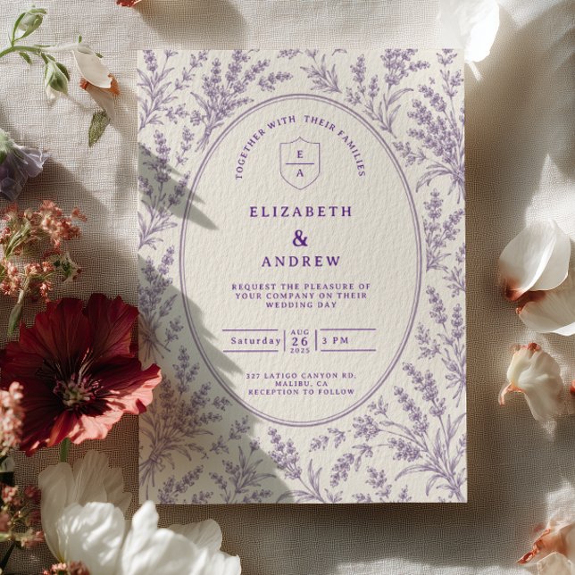 Convite Casamento com Toile de Lavanda (Criador carregado)