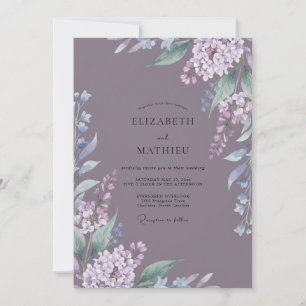 Convite Casamento com tons de Mauve e Wisteria Sujos e Sil