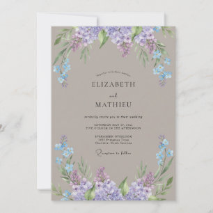 Convite Casamento com Tons de Taupe, Periwinkle e Wisteria