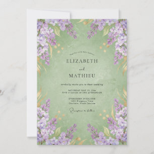 Convite Casamento com tons de Wisteria e hortelã âmbar