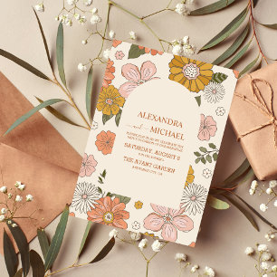 Convite Casamento com Tons Mogados Pensados do Retro Groov