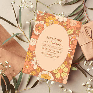 Convite Casamento com Tons Mogados Pensados do Retro Groov