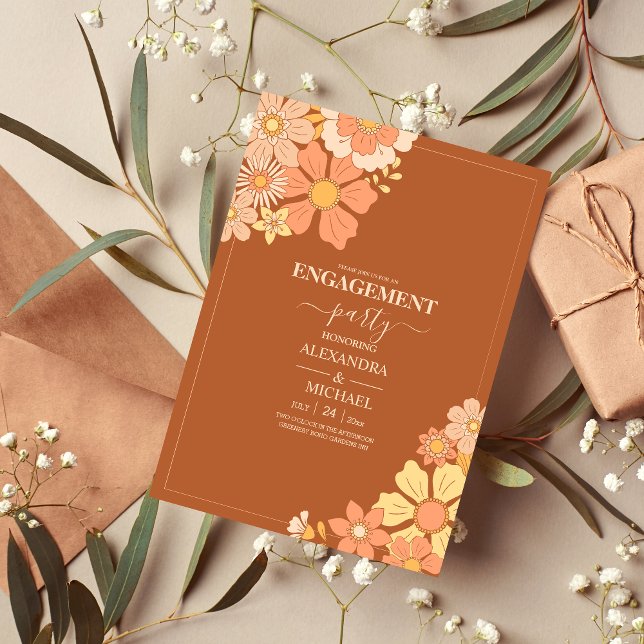 Convite Casamento com Tons Mogados Pensados do Retro Groov (Criador carregado)