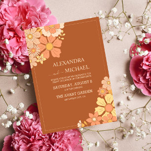 Convite Casamento com Tons Suaves e Tema Retro Groovy dos