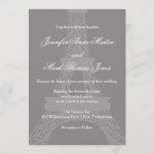 Convite Casamento com Torre Eiffel de Titânio e Paris Bran