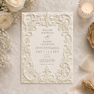 Convite Casamento com Trabalhos em Rolo Barroco Elegante V