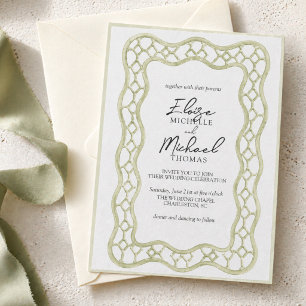 Convite Casamento com Treliça Verde Sálvia Francesa