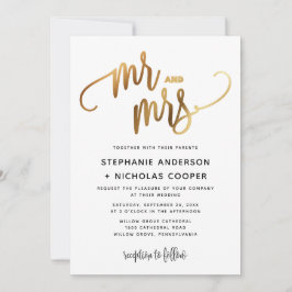 Convite Casamento com Typografia Dourado Lovely Script