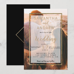 Convite Casamento com um simples monograma de fotografia d