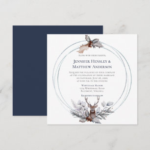 Convite Casamento com Veado do Círculo Antlers Holly Berry