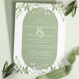 Convite Casamento com Vegetação de Eucalipto em Aquarela M
