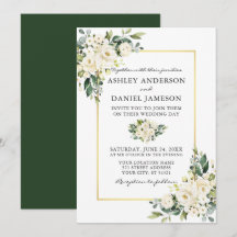 Casamento com vegetação floral branco de aquarela