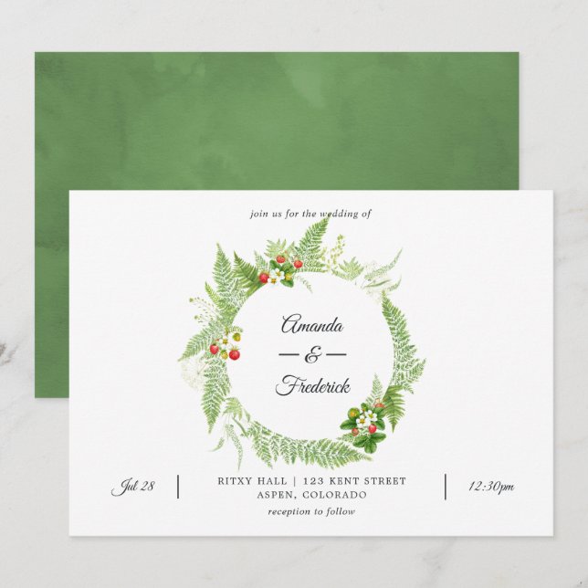 Convite Casamento com Vegetação Selvagem (Frente/Verso)