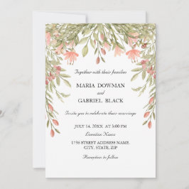 Convite Casamento com vegetação vítrea aquática elegante