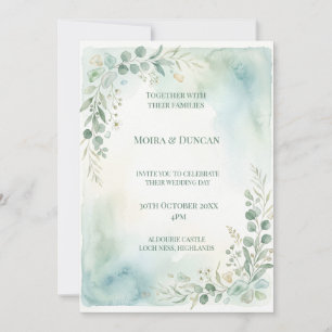 Convite Casamento com Verde Água