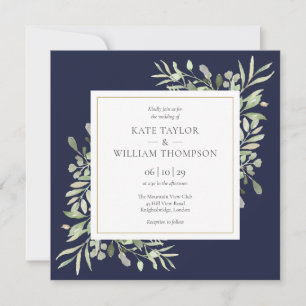 Convite Casamento com Verde Água Marinho em Aquarela