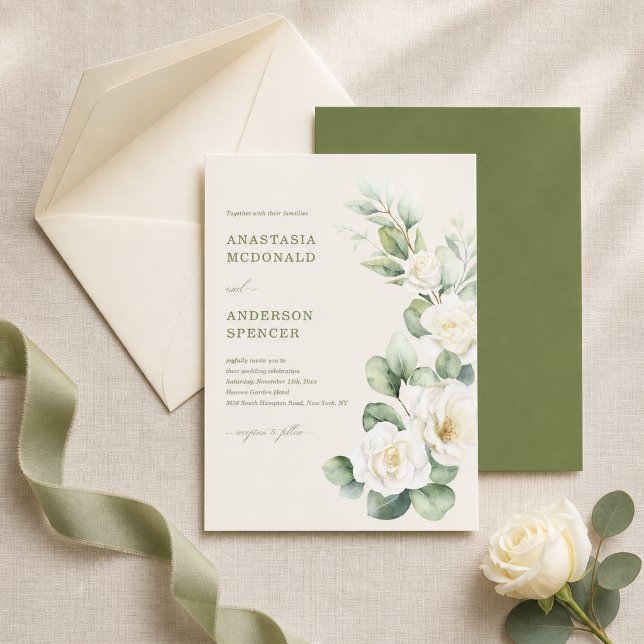 Convite Casamento com Verde Botânico Moderno (Criador carregado)