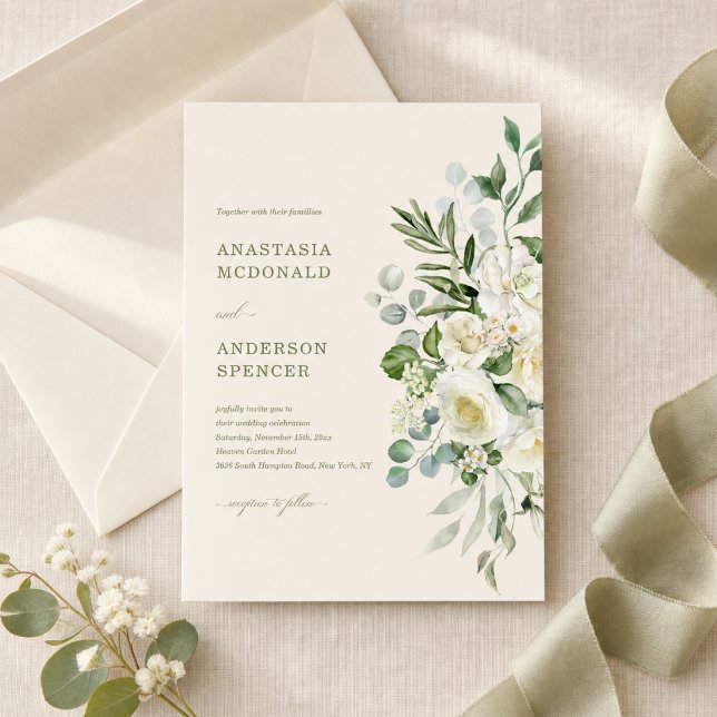 Convite Casamento com Verde Botânico Moderno (Criador carregado)